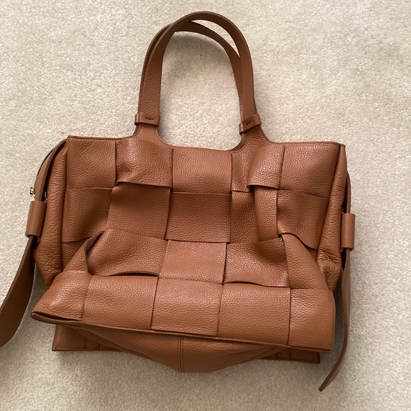 Lia Numa Genuine Leather Made In Italy Ladies Large Tote Basket Weave Pattern - Picture 2 of 15